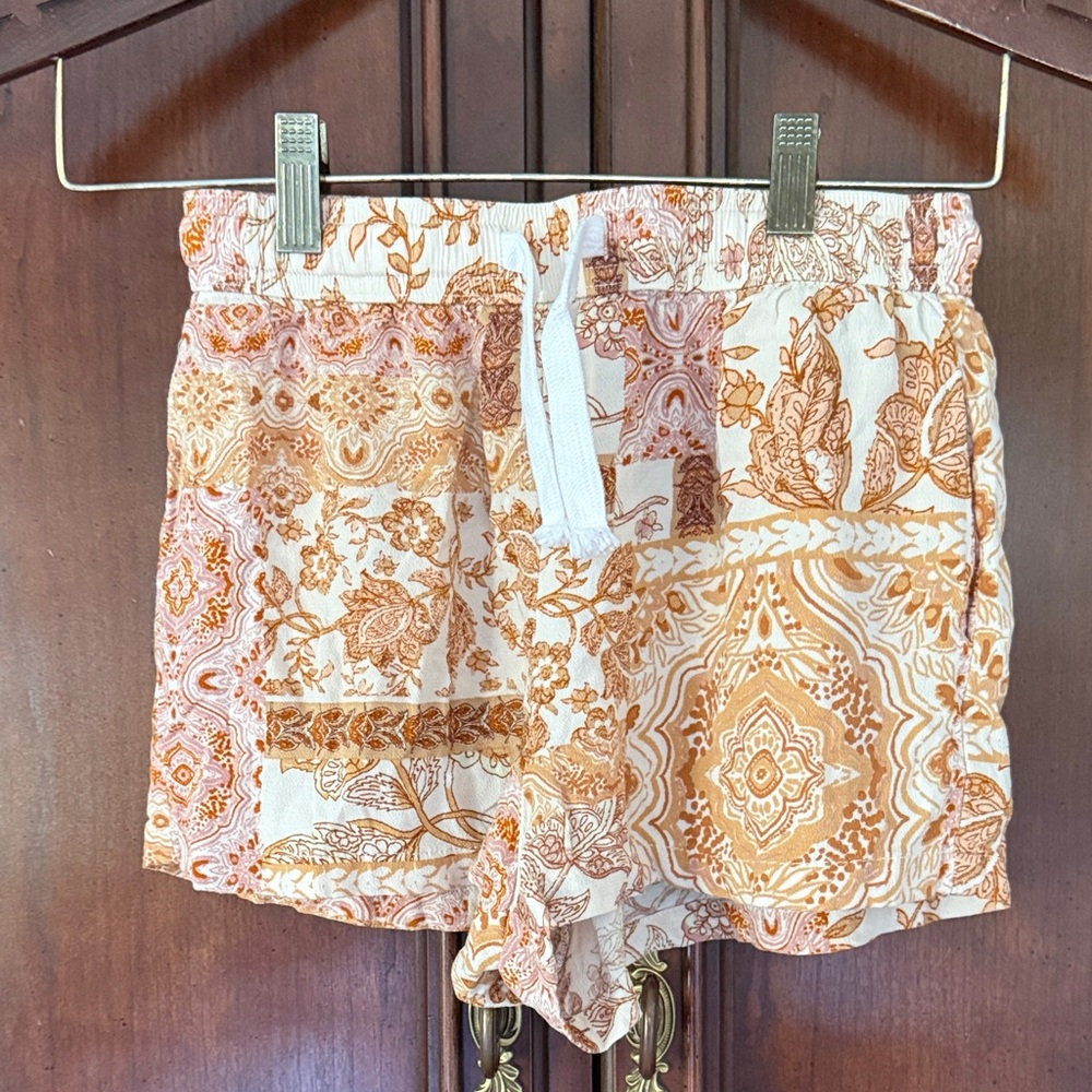 Sky To Moon Boho Paisley Pajama Shorts Girls Neutral Lounge Bottoms